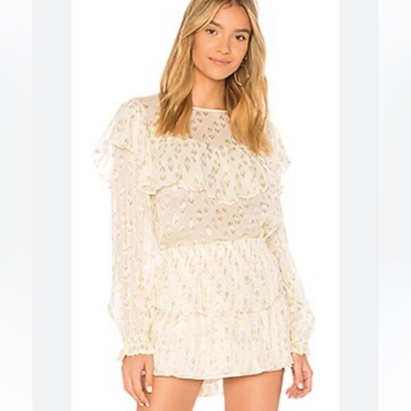 Loveshackfancy ruffle erin top with gold accents size small - Picture 2 of 16